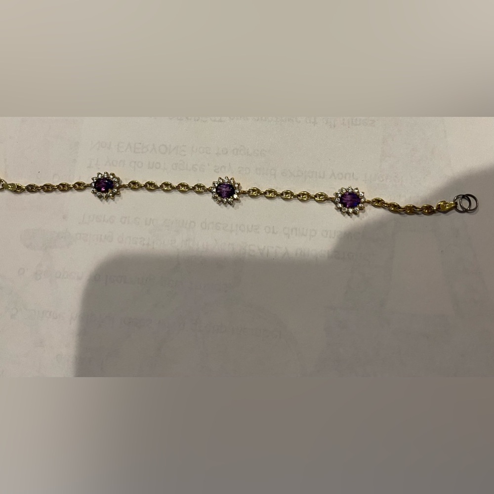 Amethyst diamond flower cluster bracelet